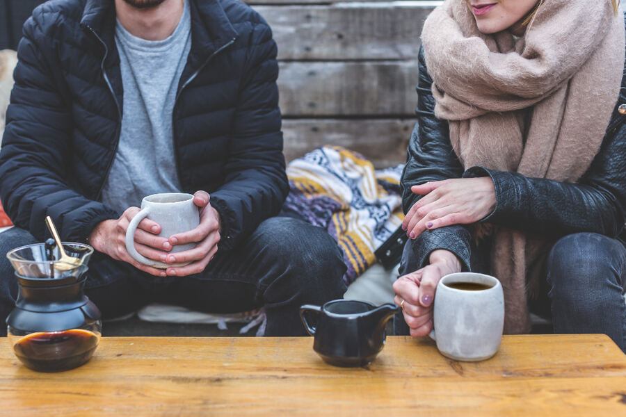 Friends having coffee together